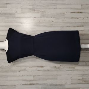 J. Crew Navy Blue & Black Double Faced Pique Eyelet Sleeveless Dress